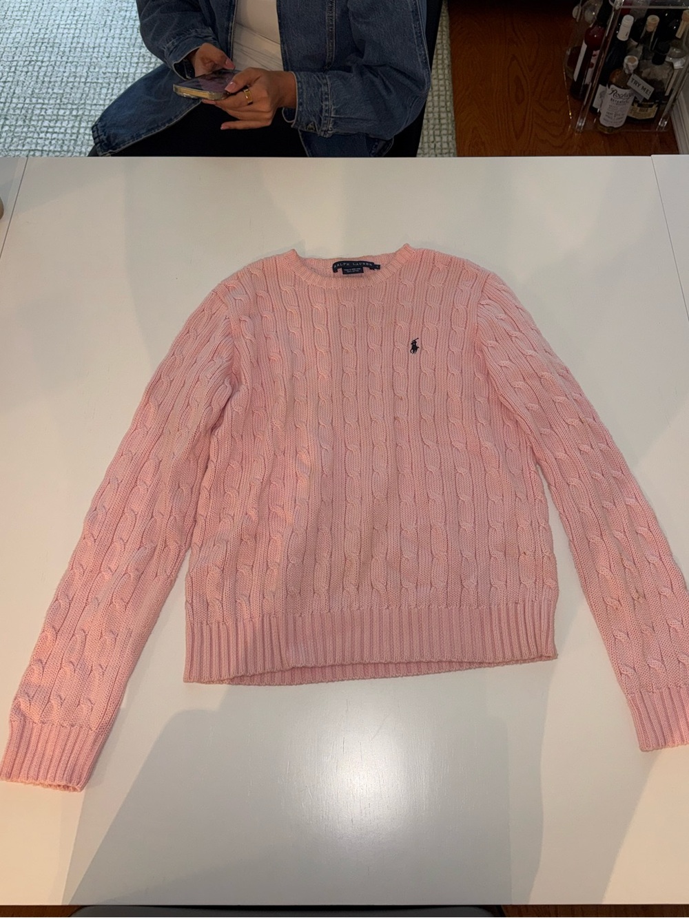 Ralph Lauren Pink Cable Knit Crewneck Sweater